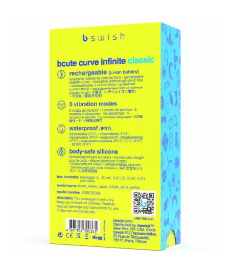 B SWISH - BCUTE CURVE INFINITE CLASSIC VIBRADOR RECARGABLE SILICONA AMARILLO