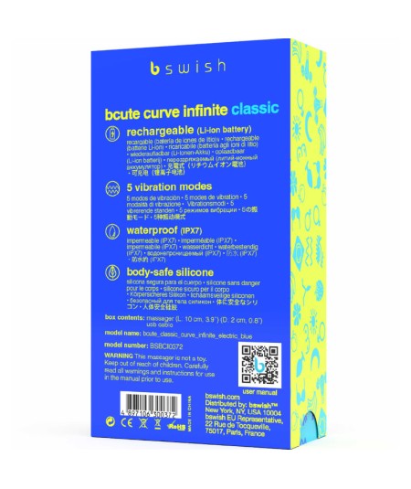 B SWISH - BCUTE CURVE INFINITE CLASSIC VIBRADOR RECARGABLE SILICONA AZUL