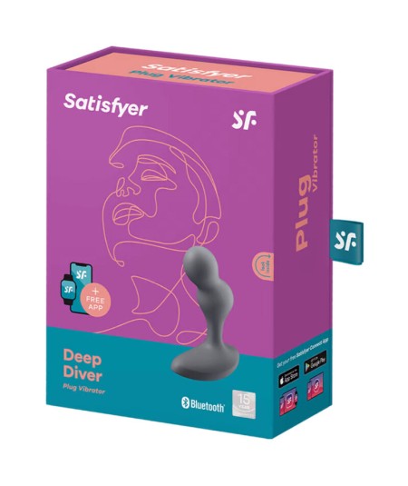 SATISFYER DEEP DIVER PLUG VIBRADOR APP - GRIS