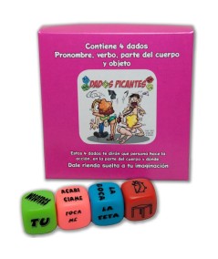 DIABLO PICANTE - JUEGO 4 DADOS PRONOMBRE, VERBO, PARTE DEL CUERPO Y LUGAR