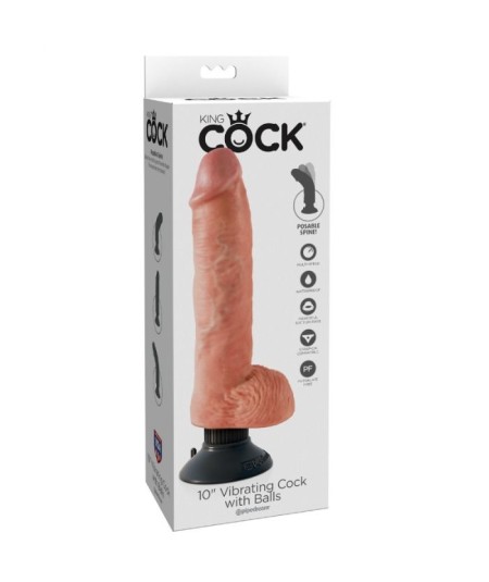 DILDO VIBRADOR KING COCK CON TESTICULOS 25.5 CM COLOR CARNE