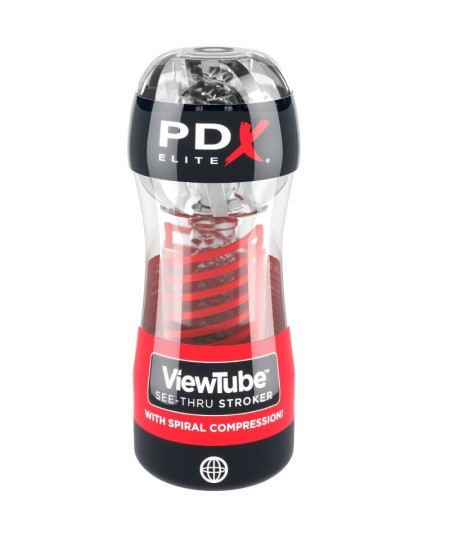 PDX ELITE - MASTURBADOR STROKER VIEWTUBE 2 COMPRESION ESPIRAL TRANSPARENTE