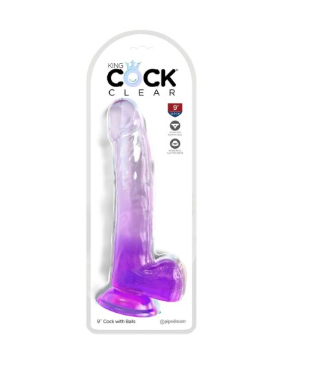 KING COCK CLEAR - DILDO CON TESTICULOS 20.3 CM MORADO