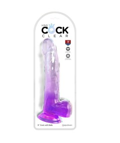 KING COCK CLEAR - DILDO CON TESTICULOS 20.3 CM MORADO