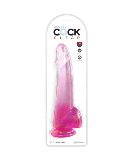 KING COCK CLEAR - DILDO CON TESTICULOS 19 CM ROSA