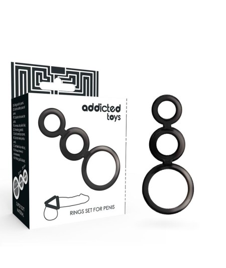 ADDICTED TOYS SET  ANILLOS PENE Y TESTICULOS - AHUMADO