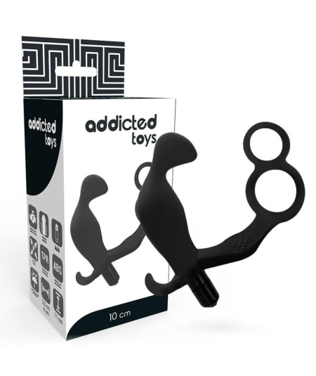 ADDICTED TOYS PLUG ANAL CON ANILLA DOBLE PENE Y TESTICULOS NEGRO