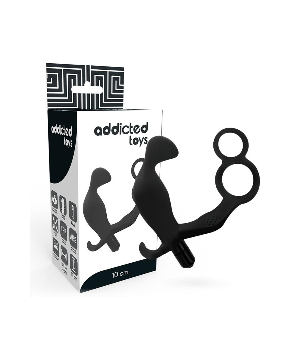 ADDICTED TOYS PLUG ANAL CON ANILLA DOBLE PENE Y TESTICULOS NEGRO