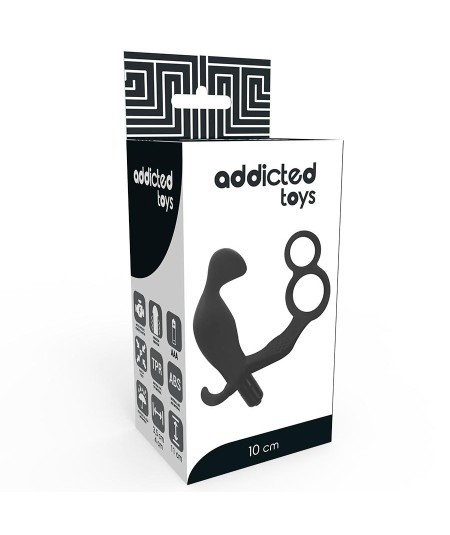 ADDICTED TOYS PLUG ANAL CON ANILLA DOBLE PENE Y TESTICULOS NEGRO