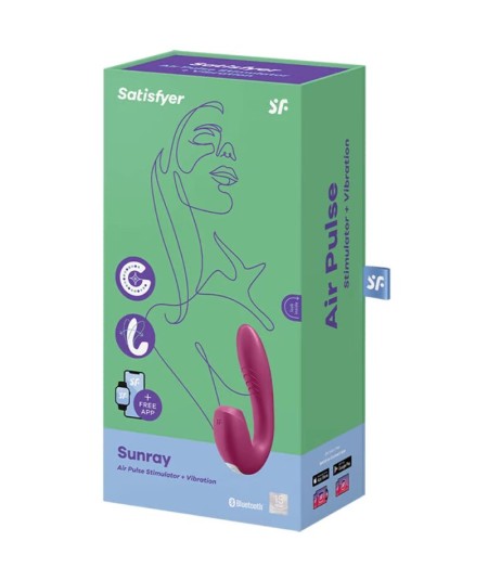 SATISFYER SUNRAY ESTIMULADOR Y VIBRADOR APP - ROJO