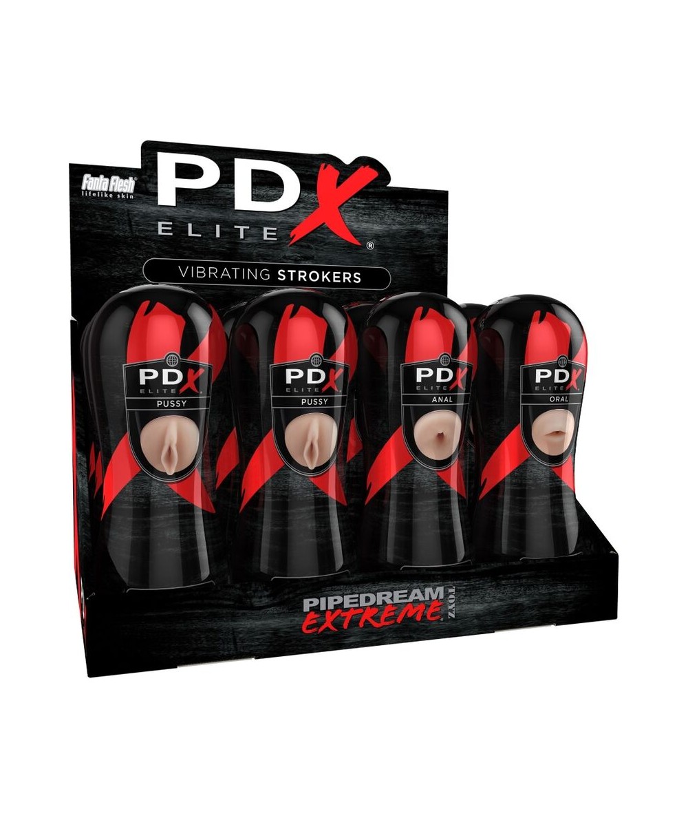 PDX ELITE - SET MASTURBADOR STROKER 12 UNIDADES 6X VAGINA, 3X ANO, 3X BOCA