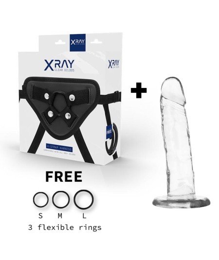 XRAY ARNÉS + DILDO TRANSPARENTE 18CM X 4CM