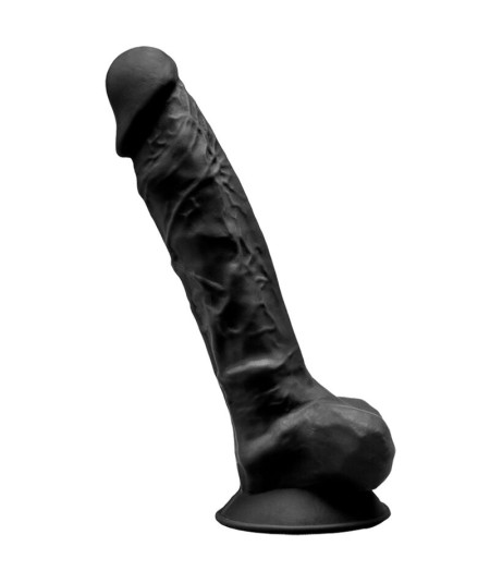 SILEXD - MODELO 1 PENE REALISTICO SILICONA PREMIUM SILEXPAN NEGRO 23 CM