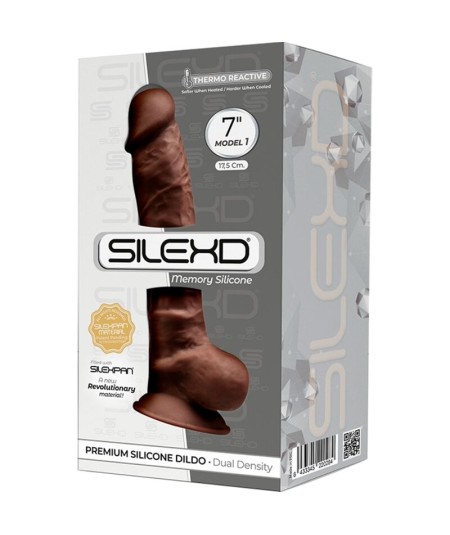 SILEXD - MODELO 1 PENE REALISTICO SILICONA PREMIUM SILEXPAN MARRON 17.5 CM