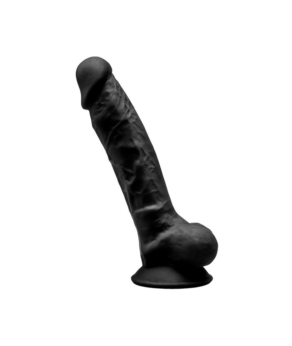 SILEXD - MODELO 1 PENE REALISTICO SILICONA PREMIUM SILEXPAN NEGRO 17.5 CM