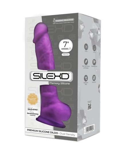 SILEXD - MODELO 1 PENE REALISTICO SILICONA PREMIUM SILEXPAN VIOLETA 17.5 CM