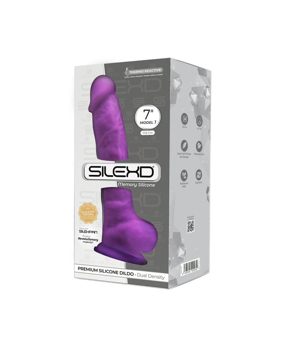 SILEXD - MODELO 1 PENE REALISTICO SILICONA PREMIUM SILEXPAN VIOLETA 17.5 CM