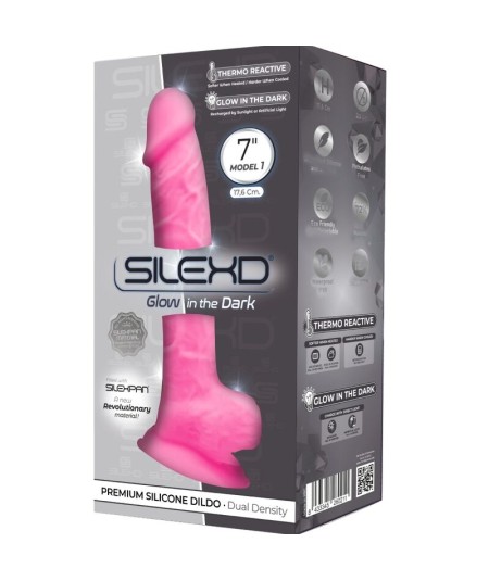 SILEXD - MODELO 1 PENE REALISTICO SILICONA PREMIUM SILEXPAN ROSA FLUORESCENTE 17.5 CM