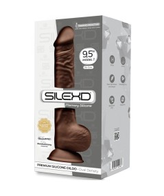 SILEXD - MODELO 1 PENE REALISTICO SILICONA PREMIUM SILEXPAN MARRON 24 CM