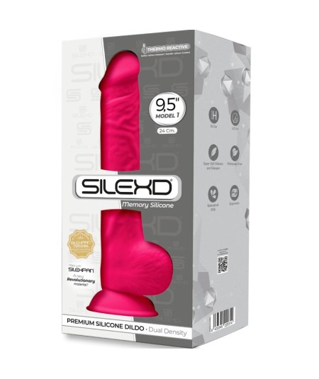 SILEXD - MODELO 1 PENE REALISTICO SILICONA PREMIUM SILEXPAN FUCSIA 24 CM