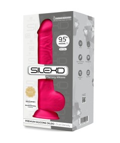 SILEXD - MODELO 1 PENE REALISTICO SILICONA PREMIUM SILEXPAN FUCSIA 24 CM