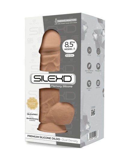 SILEXD - MODELO 1 PENE REALISTICO SILICONA PREMIUM SILEXPAN CARAMELO 21.5 CM