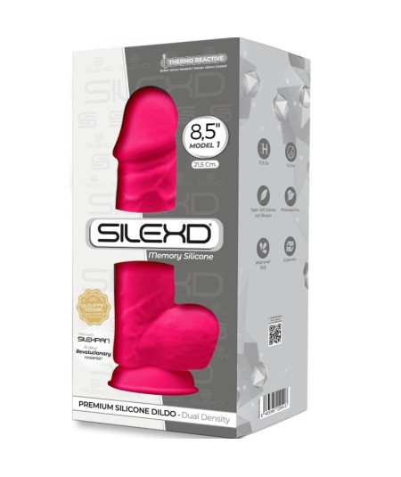 SILEXD - MODELO 1 PENE REALISTICO SILICONA PREMIUM SILEXPAN FUCSIA 21.5 CM