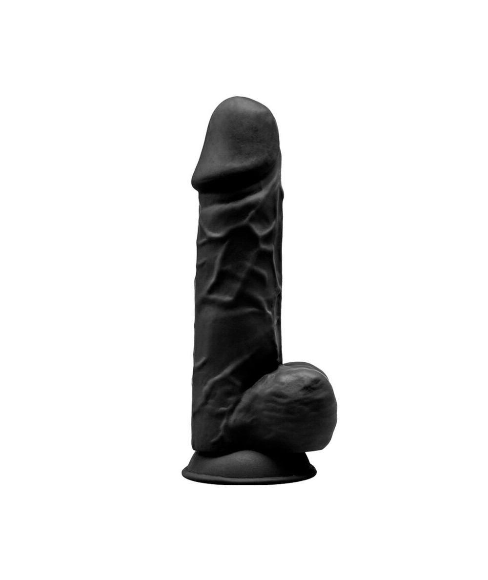 SILEXD - MODELO 1 PENE REALISTICO SILICONA PREMIUM SILEXPAN NEGRO 21.5 CM