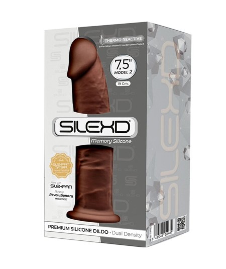 SILEXD - MODELO 2 PENE REALISTICO SILICONA PREMIUM SILEXPAN MARRON 19 CM