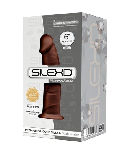 SILEXD - MODELO 2 PENE REALISTICO SILICONA PREMIUM SILEXPAN MARRON 15 CM