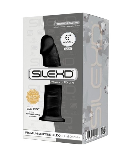 SILEXD - MODELO 2 PENE REALISTICO SILICONA PREMIUM SILEXPAN NEGRO 15 CM