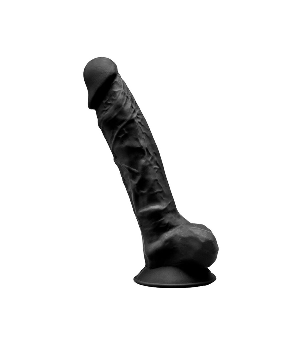 SILEXD - MODELO 1 PENE REALISTICO SILICONA PREMIUM SILEXPAN NEGRO 20 CM