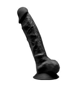 SILEXD - MODELO 1 PENE REALISTICO SILICONA PREMIUM SILEXPAN NEGRO 20 CM