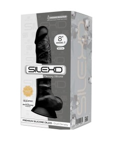 SILEXD - MODELO 1 PENE REALISTICO SILICONA PREMIUM SILEXPAN NEGRO 20 CM