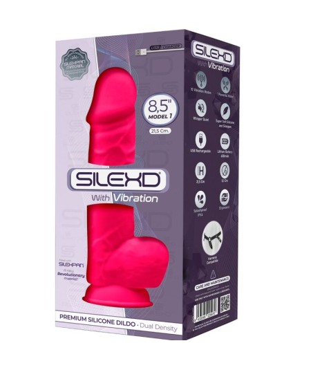 SILEXD - MODELO 1 PENE REALISTICO VIBRADOR SILICONA PREMIUM SILEXPAN FUCSIA 21.5 CM