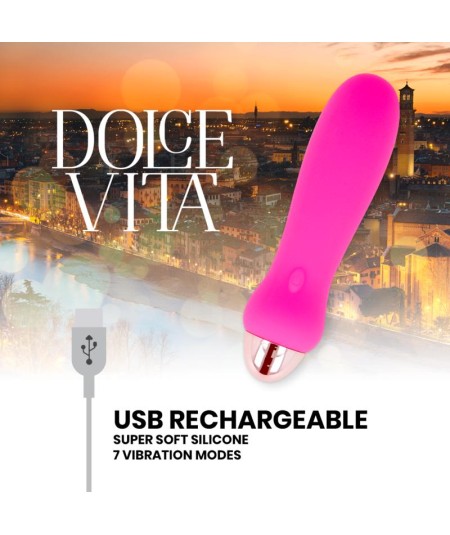 DOLCE VITA - VIBRADOR RECARGABLE FIVE ROSA 7 VELOCIDADES