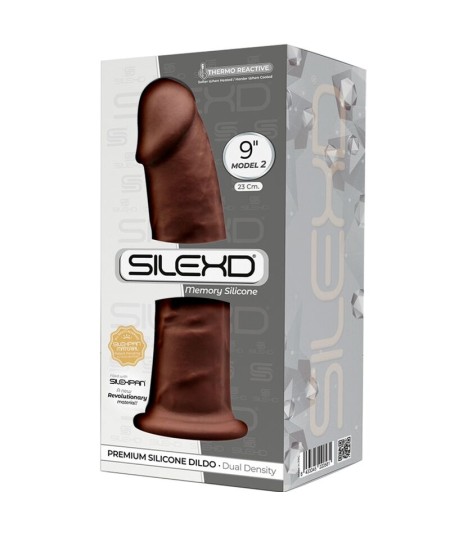 SILEXD - MODELO 2 PENE REALISTICO SILICONA PREMIUM SILEXPAN MARRON 23 CM