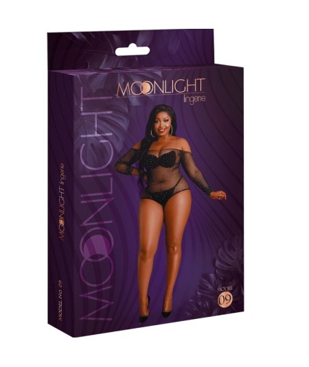 MOONLIGHT - MODELO 9 BODY MANGA LARGA NEGRO BRILLANTE TALLA UNICA / PLUS SIZE