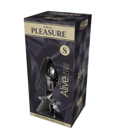 ALIVE - ANAL PLEASURE MINI PLUG METAL NEGRO TALLA S