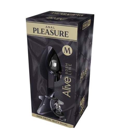 ALIVE - ANAL PLEASURE MINI PLUG METAL NEGRO TALLA M