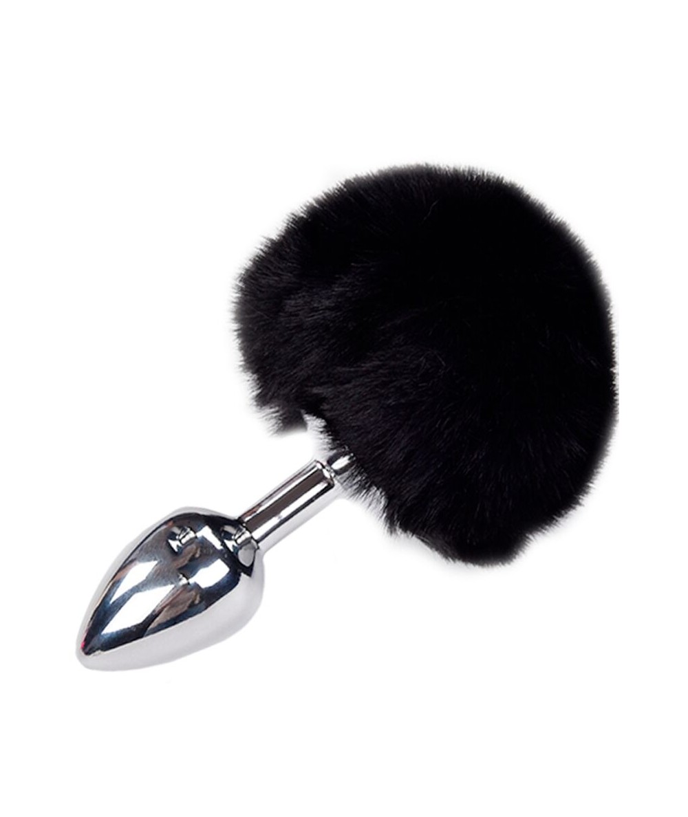 ALIVE - ANAL PLEASURE PLUG LISO METAL POMPON NEGRO TALLA S