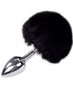 ALIVE - ANAL PLEASURE PLUG LISO METAL POMPON NEGRO TALLA S