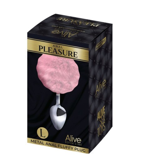 ALIVE - ANAL PLEASURE PLUG LISO METAL POMPON ROSA TALLA S