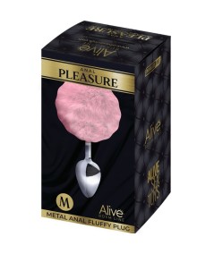 ALIVE - ANAL PLEASURE PLUG LISO METAL POMPON ROSA TALLA M