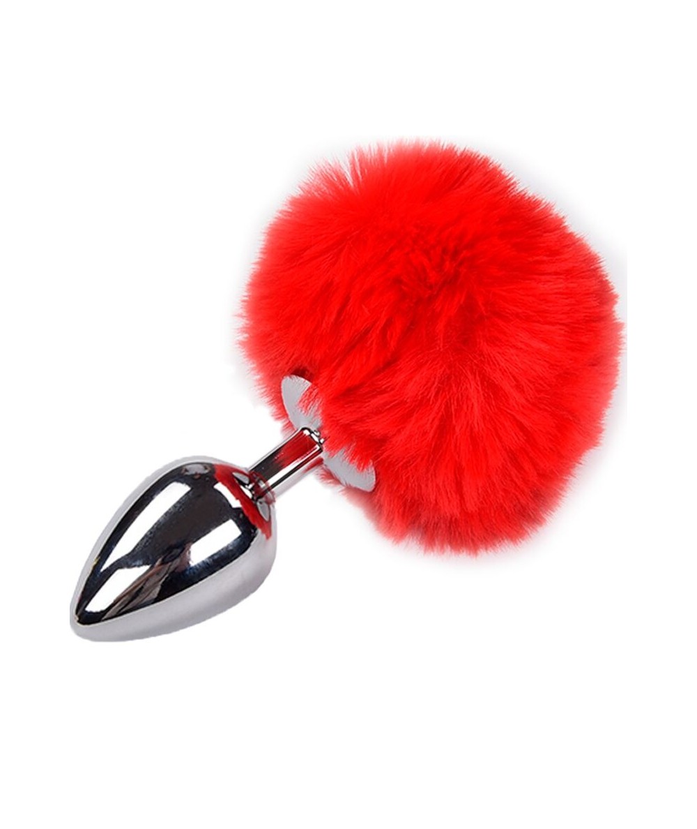 ALIVE - ANAL PLEASURE PLUG LISO METAL POMPON ROJO TALLA S