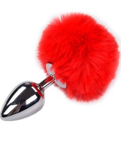 ALIVE - ANAL PLEASURE PLUG LISO METAL POMPON ROJO TALLA S