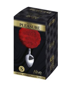 ALIVE - ANAL PLEASURE PLUG LISO METAL POMPON ROJO TALLA S