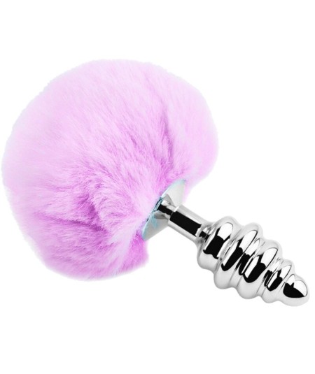 ALIVE - ANAL PLEASURE PLUG ESPIRAL METAL POMPON VIOLETA TALLA S