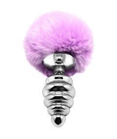 ALIVE - ANAL PLEASURE PLUG ESPIRAL METAL POMPON VIOLETA TALLA S