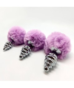 ALIVE - ANAL PLEASURE PLUG ESPIRAL METAL POMPON VIOLETA TALLA S